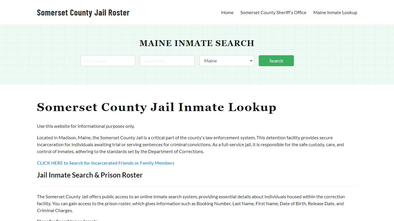 Somerset County Jail Roster Lookup, ME, Inmate Search