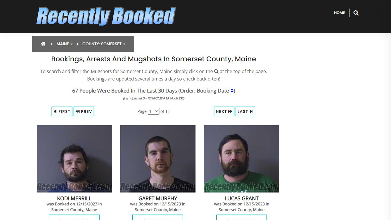Recent bookings, Arrests, Mugshots in Somerset County, Maine